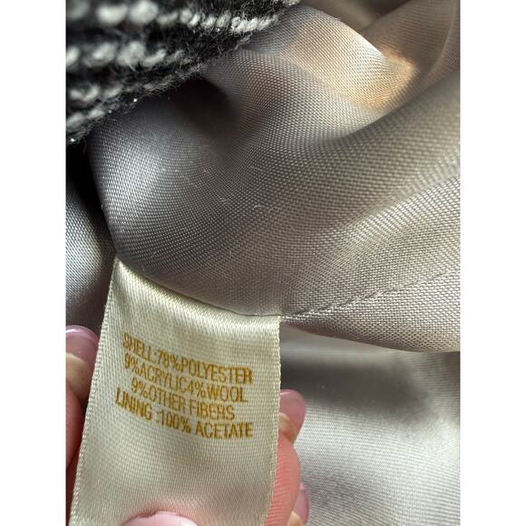 Kate Spade Tweed Blazer Size 4 Ribbon Belt Black White Career Designer Business - Picture 6 of 7